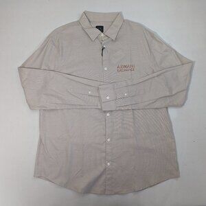 NEW- Mens Armani Exchange A/X Long Sleeve Button Front Shirt Beige